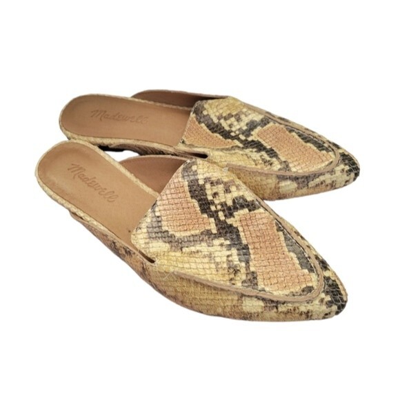Madewell The Frances Skimmer Mule in Snake Embossed Leather Size 7 - Picture 1 of 6